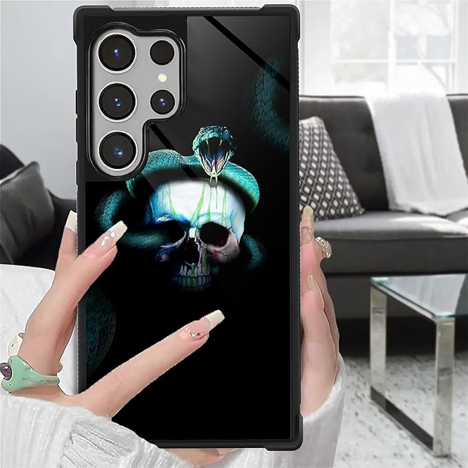 for Samsung Galaxy S26 Ultra Case,Graphic Design for Girl Boy Soft Silicone Hard Acrylic Shock Protection Designed for Samsung Galaxy S26 Ultra Skeleton Winding Snake Pattern