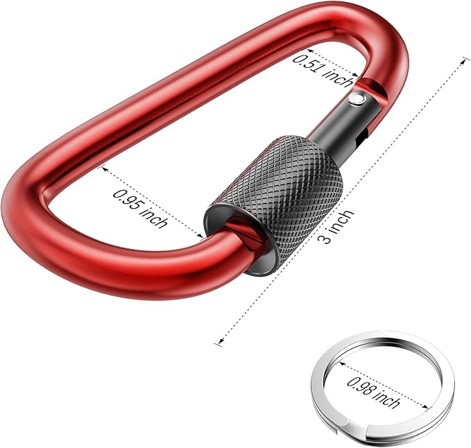 sprookber 3" Locking Carabiners | Keychain Carbineers D Ring Key Clip Spring Snap Hook for Multi-Usage | Set of 8