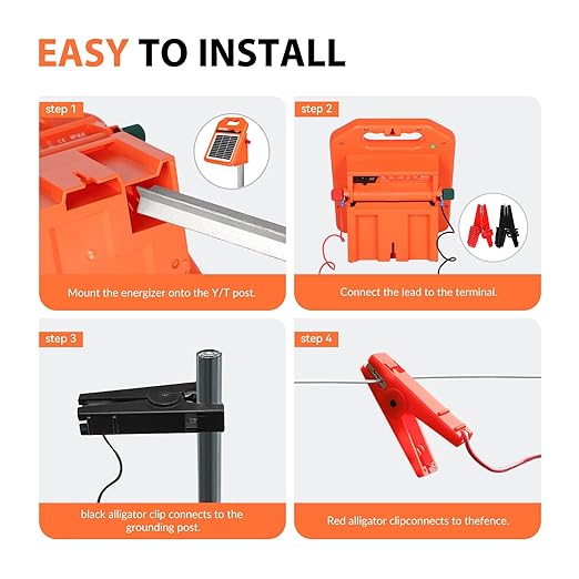 MINI160 2 Miles Solar Fence Charger, 0.16 Joule Solar Electric Fence Charger for Livestock, Pigs, Horses, Cattle Sheep, Solar Powered Electric Fence with Day or Night Mode, Easy Installation