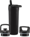 ZULU Base 18oz Kids Stainless Steel Water Bottle with 3 Lids- Straw, Chug, Twist | Double Walled and Vacuum Insulated Metal Thermos | Fits Car Cupholder, Built in Carry Loop, Dishwasher Safe, Black