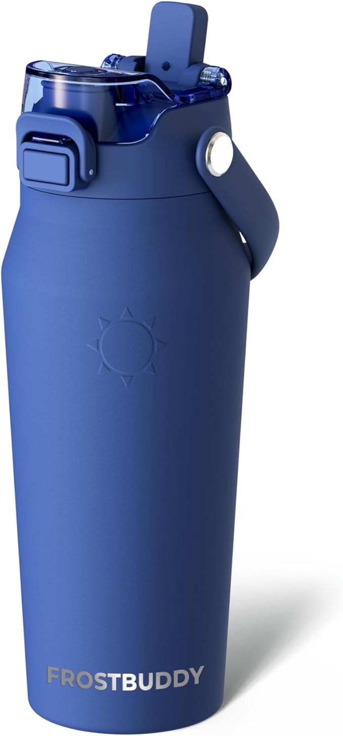 Frost Buddy 16oz Insulated Water Bottle with Straw & Chug Lid | Leak-Proof Stainless Steel | 24-Hours Cold | Sweat-Proof, Cup Holder Friendly | Ideal for Gym, Travel, Sports & Everyday Hydration