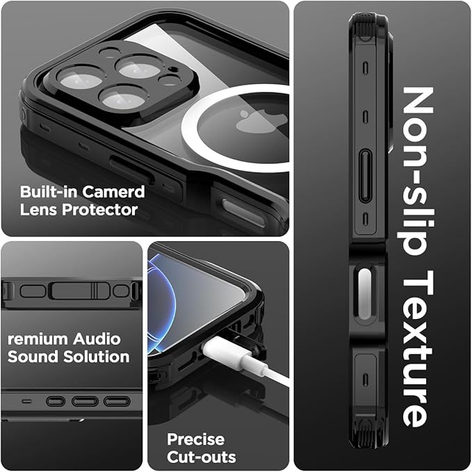 AICase Waterproof Case for iPhone 16 Pro(6.3") with MagSafe Snowproof,Dustproof and Shockproof,IP68 Certified Real 360 Full Body Protection Fully Sealed Underwater Cover for iPhone 16Pro