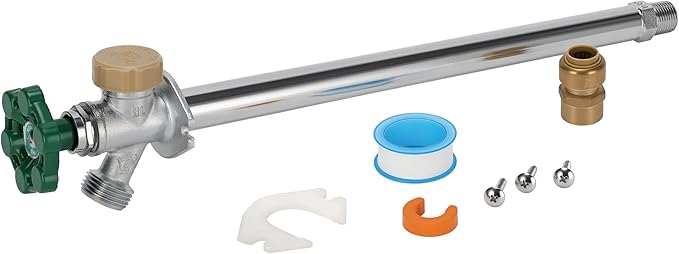 Watflow 12 Inch Anti-Siphon Frost Sillcock, ASME B16.34, Frost-Proof Outdoor Water Faucet, Wall Mount, 1/2" Push-to-Fit Connector to 3/4" GHT Hose Bib, 120 PSI, Outdoor/Frost-Proof Spigot