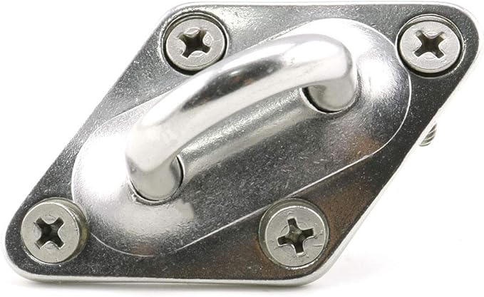 heyous 2 Set M8 Suspension Ceiling Wall Mount U Hook Anchor Hanger Stainless Steel Heavy Duty Multi Purpose Hammock Swing Ceiling Hook Rhombic Base Plate with Snap Hook