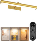 EZVALO Picture Lights for Wall, 6000mAh Rechargeable Battery 16″ Painting Light with Remote, 3 Color Temps Wireless Art Light for Gallery, Living Room, Hallway (Gold)