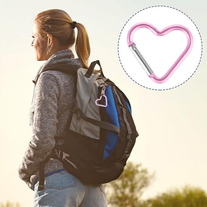Ouligay 10pcs Cute Heart Shaped Carabiner Star Carabiner Heart Shaped Backpack Clips Key Ring Clip Heart Keychain Clip for Dog Leash Water Bottle Holder Snap Clips Keys
