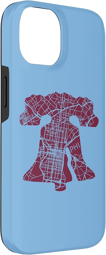 Philadelphia Street Map Liberty Bell Vintage Maroon Philly Case for iPhone 14
