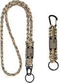 2pcs Heavy Duty Braided Paracord Lanyard Keychains with USA Flag, Parachute Rope Necklace for Outdoor Activities