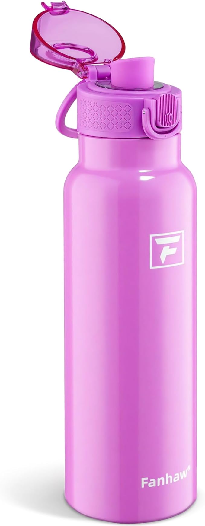 Fanhaw Daylite Series 24 oz Stainless Steel Insulated Water Bottle with Silicone Spout Lid, Double-Wall Vacuum Leakproof Metal Bottle, Anniversary Birthday Gift for Kids, Women & Men (Purple)