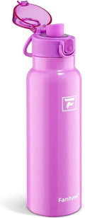 Fanhaw Daylite Series 24 oz Stainless Steel Insulated Water Bottle with Silicone Spout Lid, Double-Wall Vacuum Leakproof Metal Bottle, Anniversary Birthday Gift for Kids, Women & Men (Purple)