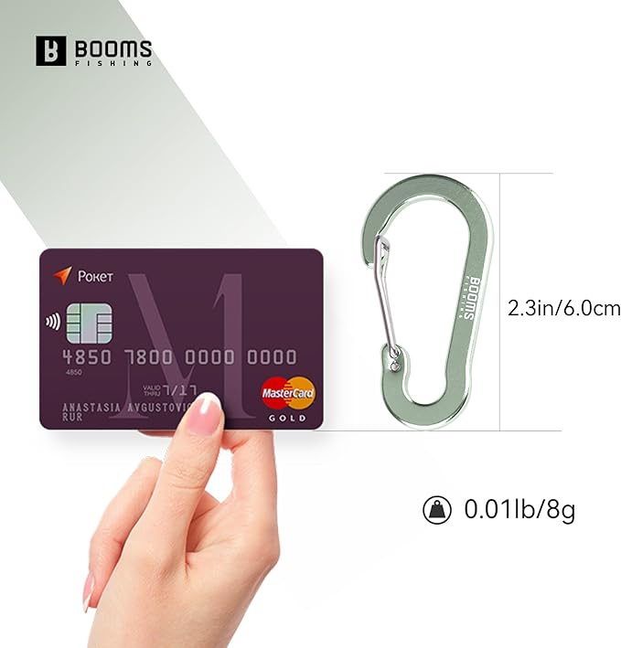 Booms Fishing CC5 Multi-Use Carabiner Clips, 10 Pack 2.3"/ 3.1" Caribeener Clips, Mini Keychain Caribeaner Clip, Aluminum D Ring Carabiners