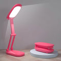 Akejrym LED Desk Lamp for Office Home & Battery Operated Lamp Rechargeable Lamp Foldable & Portable Light, [2-Fold Bracket] 3 Brightness Dimmable Small Desk Lamp Wireless Reading Lamp (Bright Pink)