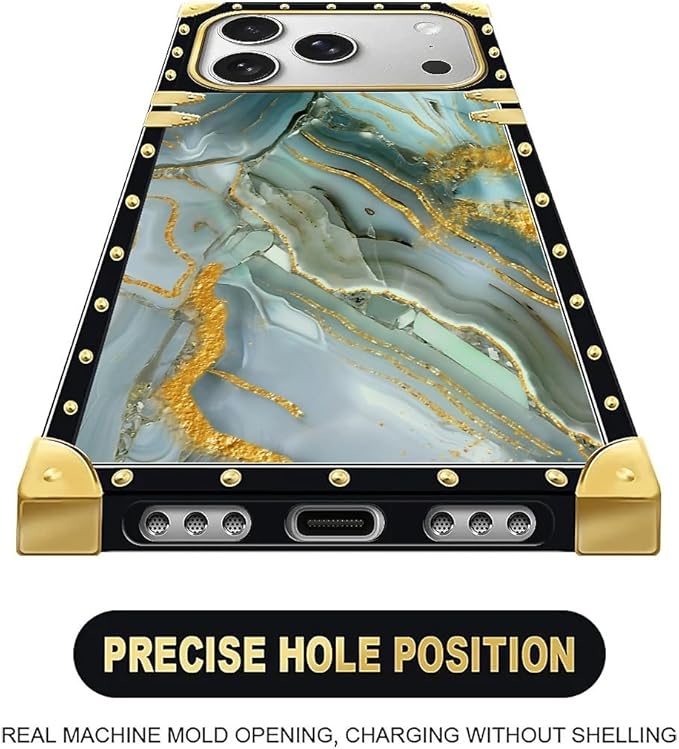 for iPhone 17 Pro Max Case Luxury Golden Decoration for Girl Women Soft TPU Shockproof Protective Hard PC Back for iPhone 17 Pro Max Crazy Pattern Golden Texture Marble Veining