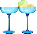 Acrylic Shatterproof Martini, Margarita, Champagne & Cocktail Unbreakable Glasses | Set of 2 | Large Plastic Coupe Glasses 15oz, Tritan Drinkware, BPA-free, Reusable, Pool, Indoor & Outdoor (Blue)