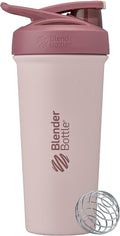 BlenderBottle Sport Sleek Shaker Cup Insulated Stainless Steel Water Bottle with Wire Whisk, 25-Ounce, Red/Tan (Sahara Sunset)