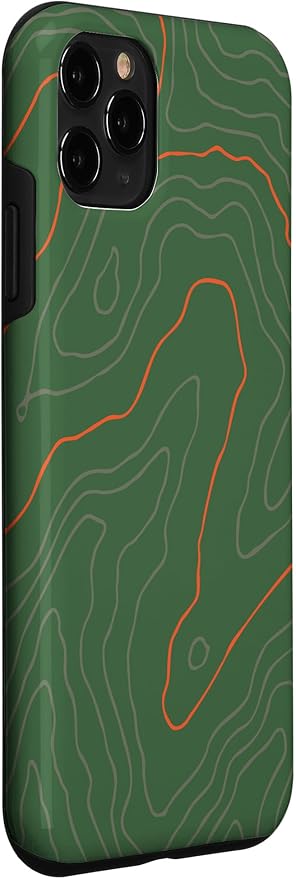 Backcountry Topo Guide Orange Lines Topographical Map Case for iPhone 11 Pro