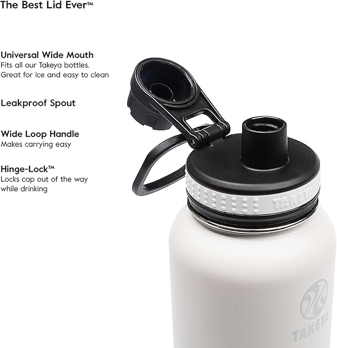 Takeya Originals 40 oz Vacuum Insulated Stainless Steel Water Bottle - Leakproof & BPA-Free Spout Lid - Keeps Drinks Cold 24 Hrs/Hot 12 Hrs - Double-Wall Design - Ideal for Active Lifestyles, Navy