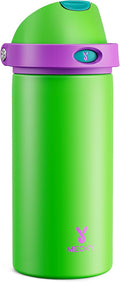 18 oz Kids Water Bottle for School: Meoky 18 oz Stainless Steel Insulated Water Bottle with 2-in-1 Straw and Spout Lid - Leak Proof, Cold for 24 Hours, BPA-Free for Teens Boys Girls, Power Green