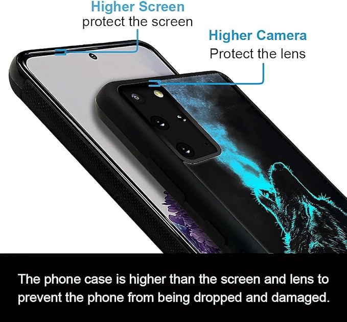 for Samsung Galaxy S20 Plus Case, Blue Breathing Wolf Pattern Graphic Design Girl Boy Soft Silicone Hard Acrylic Shock Protection for Samsung Galaxy S20 Plus