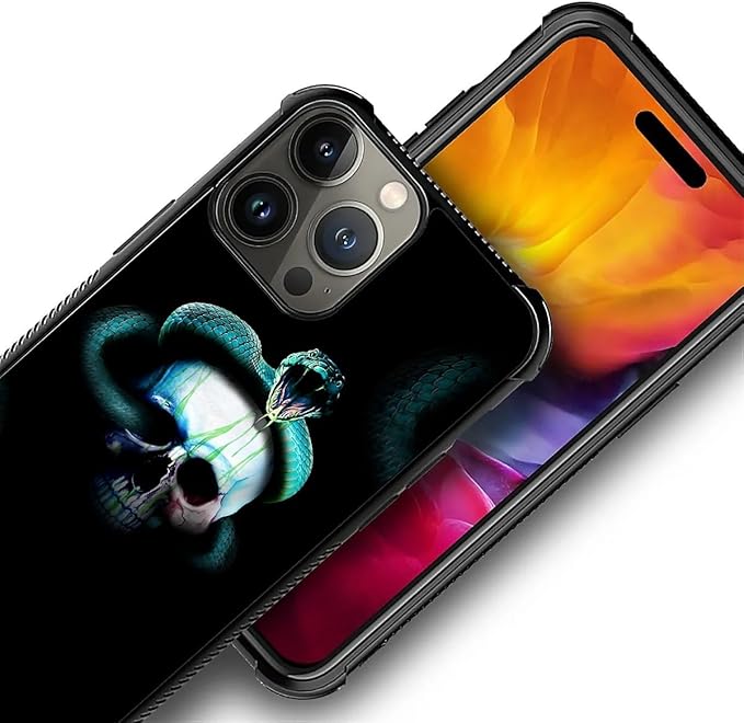 for iPhone 15 Pro Max Case, Skeleton Winding Snake Pattern Graphic Design Girl Boy Soft Silicone Hard Acrylic Shock Protection for iPhone 15 Pro Max