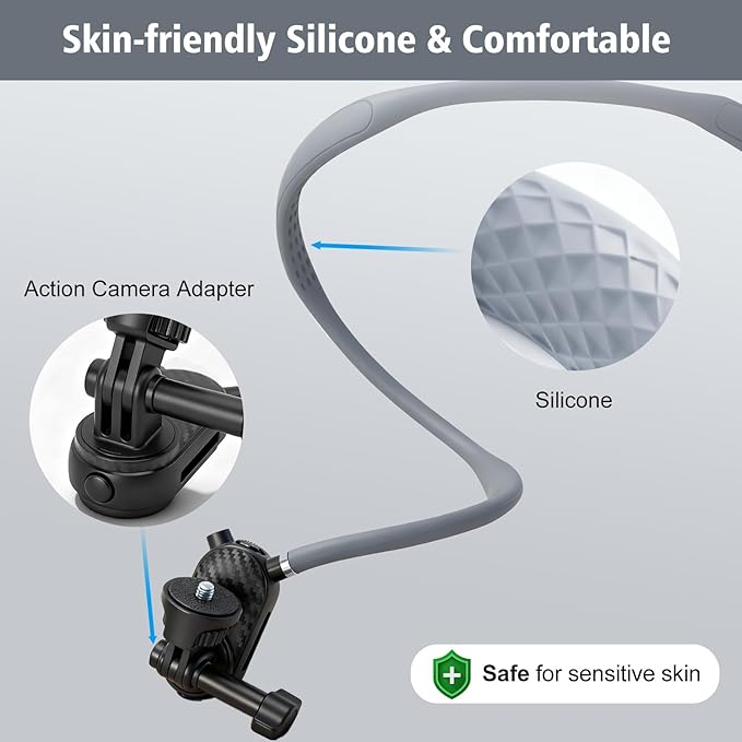 Camera Phone Chest Mount for GoPro, Adjustable Strap Chest POV Phone Holder Neck Mount for DJI Osmo Nano Action 5 Pro/4/3 Accessories, for Insta360 X5/X4/Ace Pro 2, for GoPro Hero 13/12/11 AKASO