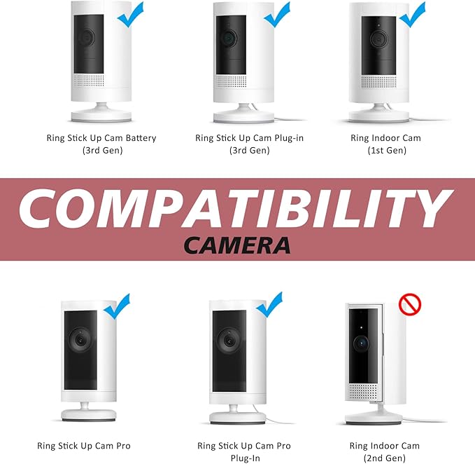 2 Pack Wall Mount Kit, VHB Adhesive or Screw, No Drill, Compatible with Arlo, Eufy Cam, Plug-in Ring & HD Security Camera, Stick & Up Cam Battery, Wyze Cam, Universal Indoor Outdoor Bracket