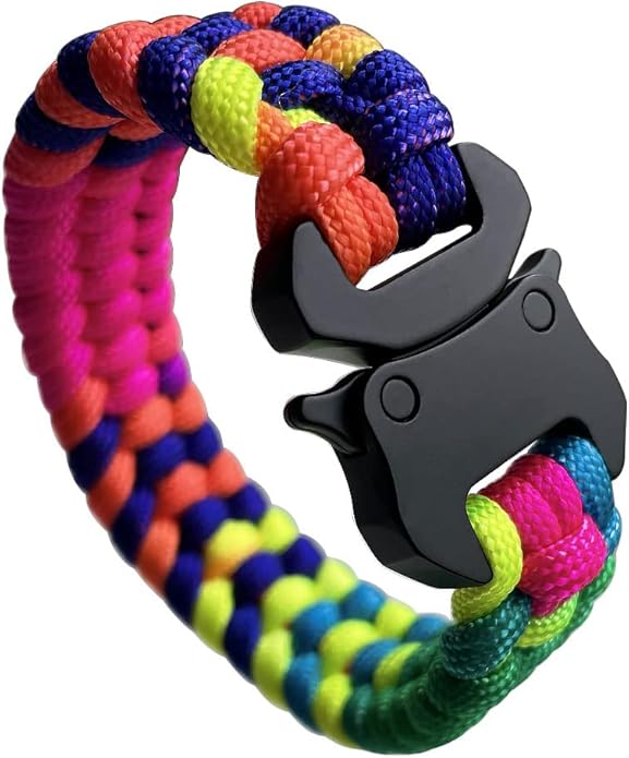 Parachute Cord Bracelets Trilobite Weaved Paracord Bracelet with Side Release Buckle 8.7 inch Black Bracelet for Men Women 1 Set