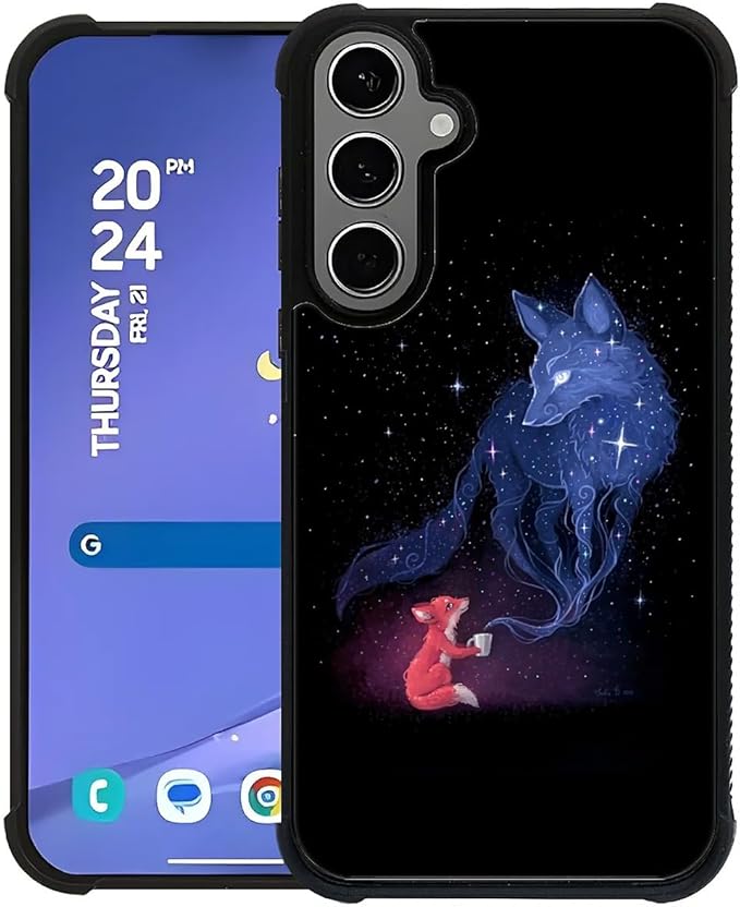 for Samsung Galaxy S24 S25 Plus Case, Galaxy Fox Wolf Pattern Graphic Design Girl Boy Soft Silicone Hard Acrylic Shock Protection for Samsung Galaxy S24 S25 Plus