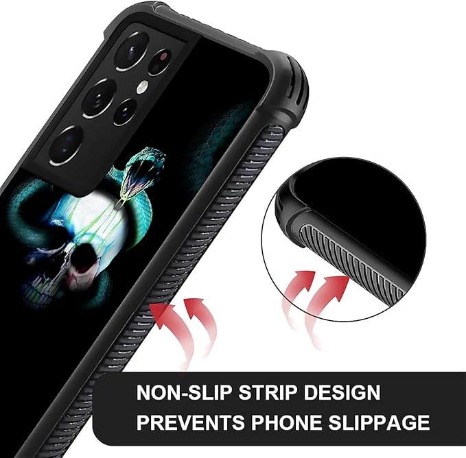 for Samsung Galaxy S21 Ultra Case, Skeleton Winding Snake Pattern Graphic Design Girl Boy Soft Silicone Hard Acrylic Shock Protection for Samsung Galaxy S21 Ultra