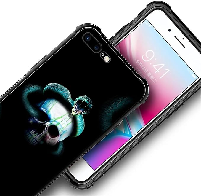 for iPhone 7/8 Case, Skeleton Winding Snake Pattern Graphic Design Girl Boy Soft Silicone Hard Acrylic Shock Protection for iPhone 7/8