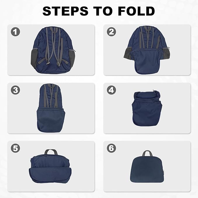 HOLYLUCK 20L lightweight packable Hiking Daypack Foldable Backpack for Men Women Small Travel Outdoor Foldable Shoulder Bag-dark blue
