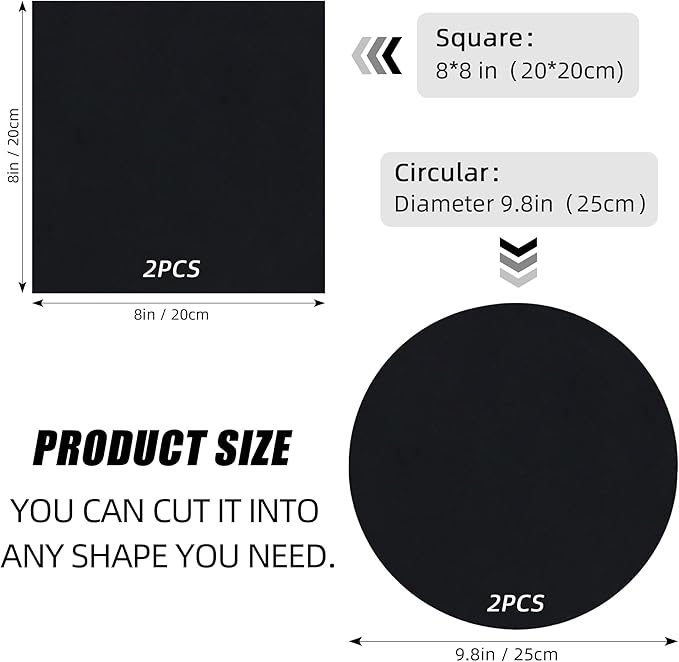 4 Pcs 8 x 8 Inches Pond Liner Repair Patch Kit EPDM Butyl Rubber Liner Patch Kit Self-Adhesive Waterproof Patch for Ponds Roofs Trampolines Durable Black Round Square Shapes
