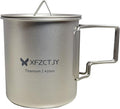420ml Ultralight Titanium Tea Cup Coffee Mug With Lid Foldable Handle for Backpacking, Hiking Mountaineering