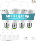 Rechargeable Emergency Light Bulbs, Battery Powered LED Light Bulb 6000K Daylight E26 12W 60W Equivalent with 1500mAh for Home Power Outage Camping Hiking(4 Bulbs, 4 Hooks,2 Plug Caps)
