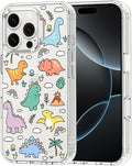 MOSNOVO Case for iPhone 16 Pro, [Buffertech 6.6ft Military-Grade Drop Protection] [Anti Peel Off Tech] Clear TPU Bumper Phone Case Cover Design - Dinosaur Land