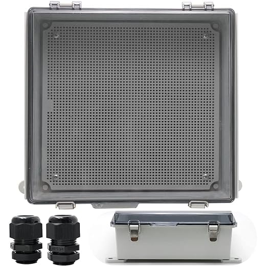 MAKERELE Outside Electrical Box Plastic Enclosure IP67 Waterproof junction Box Clear Cover Plate with Stainless Steel Buckles 13×13×5.1 inch(330×330×130mm)