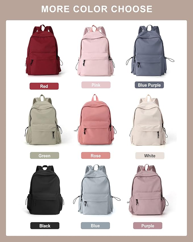 BJLFS White School Backpack for Girls Women, Waterproof High School Book Bag Cute Backpack for Men Teens Boys, Lightweight Mini Classic Basic College Backpack Middle School Back Pack Daypack
