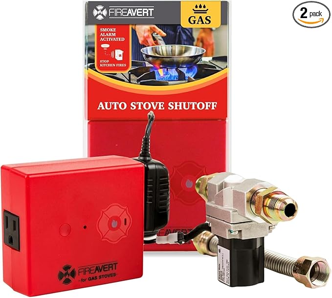 FireAvert-Gas Stove Auto Shut-Off Device (1/2" Pipe Line), Oven Monitoring Solution for Senior Citizen and Elderly Parents, As Seen on Shark Tank (2 Pack)