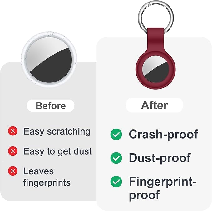 Linsaner Case for AirTag 2nd Gen (2026) & 1st Gen, Silicone Holder Keychain Key Ring, Protective Cover for Apple for Air Tags, GPS Finder Accessories for Bags, Pets, Kids, Luggage, Wine Red