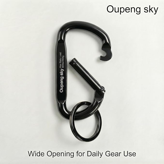 Carabiner Clip - Heavy Duty Carabiners 800lbs-13KN (2922 lbs) Carabeaner D Ring Shape,Key Chain Clip Hook,Keychain Clip,Multipurpose for Camping, Hiking,Backpacking or Other Outdoor Activities.