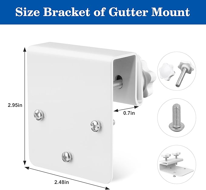 2 Pack Gutter Mount Bracket for Eufy Security SoloCam S340/E30/E42 and 4G LTE Cam S33, Stainless Steel Gutter Mount for Solar Security Camera, No-Drill Installation
