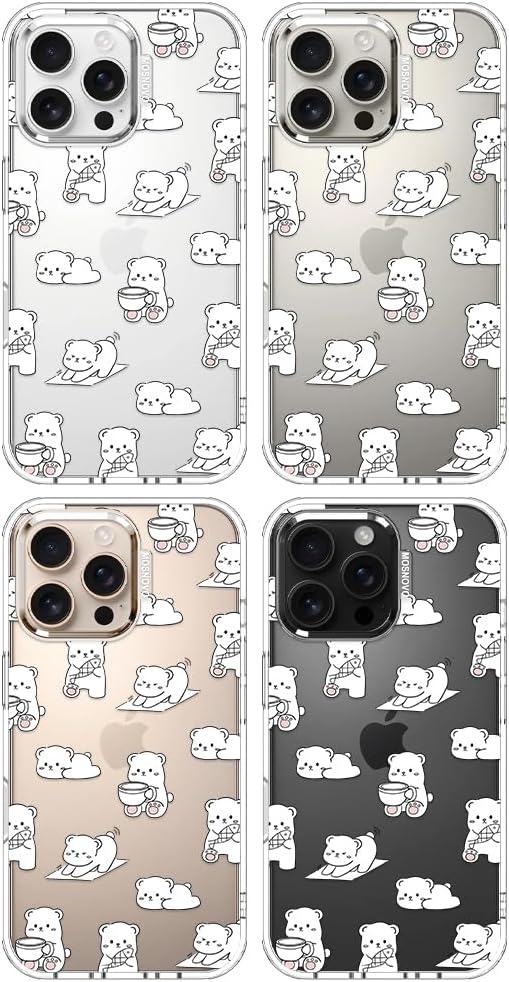 MOSNOVO for iPhone 16 Pro Max Case, Shockproof Military-Grade Protection 6.6ft Drop Tested, Clear Phone Case for iPhone 16 Pro Max, Cozy Bear Days Design