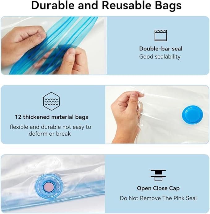 Creality 3D Printer Filament Storage Bags 35 x 35CM, 12 Transparent Sealed Bags Dust Proof Humidity Resistant Keeping Filament Dry, Reusable Vacuum Storage Bags Filament Vacuum Bags