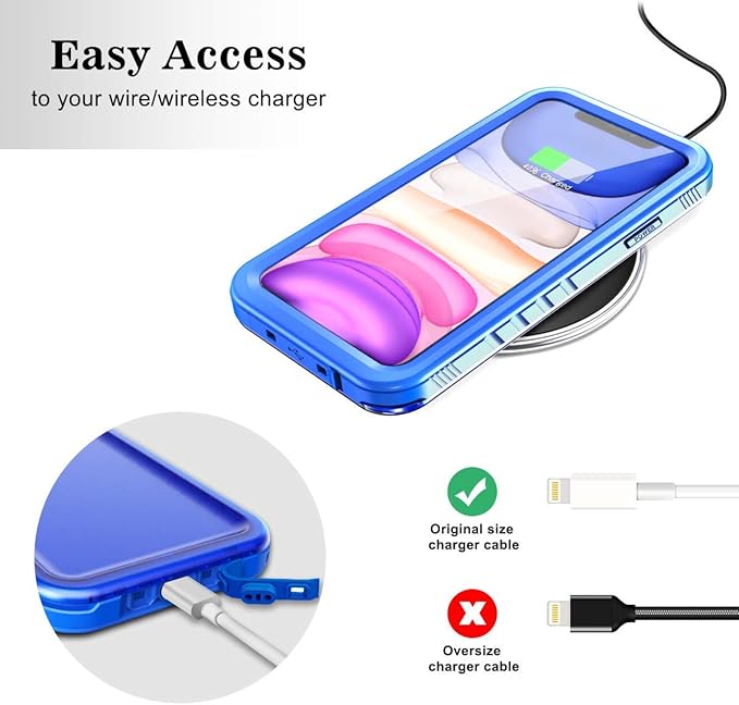 SPORTLINK Waterproof Case for iPhone 11, Full Body Heavy Duty Protection Full Sealed Cover Shockproof Dustproof Built-in Clear Screen Protector Rugged Case for iPhone 11 6.1 Inch Blue