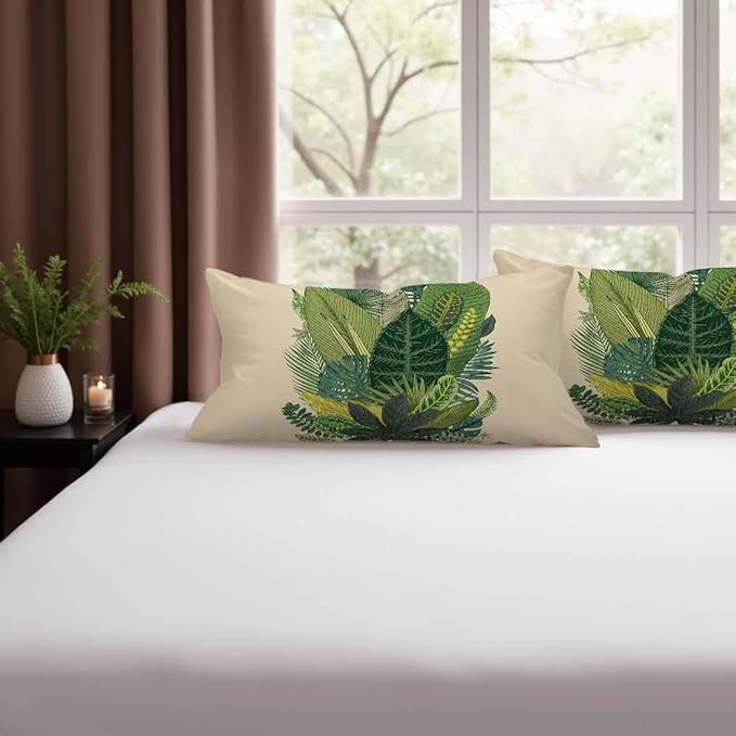Tropical Leaves Palm 12 X 20 Throw Pillow Covers Set of 2 Green Tree Banana Leaf Alocasia Fern Monstera Cushion Pillow Cases Velvet Outdoor Decorative Home Bed Sofa Couch Office Hotel
