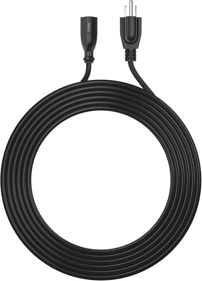 12Ft Power Extension Cord Cable Extender - 18AWG NEMA 5-15P to 5-15R Strip Liberator Charger Outlet Saver Extra Long 12FT