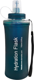 GUYI 700ml Collapsible Water Filter Bottle, Removes Impurities, BPA Free, Ultralight for Hiking, Camping, Cycling & Travel-Dusty Blue