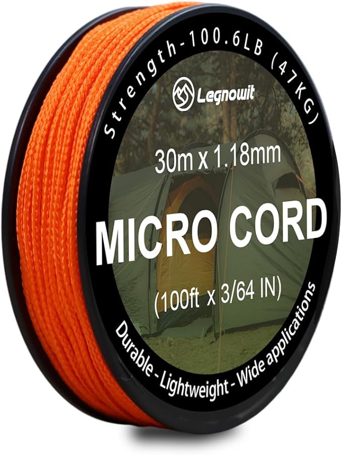Micro Paracord, 1.18mm x 100ft Thin Mini Utility Braided Small Paracord for Crafting, DIY Project, Camping and More