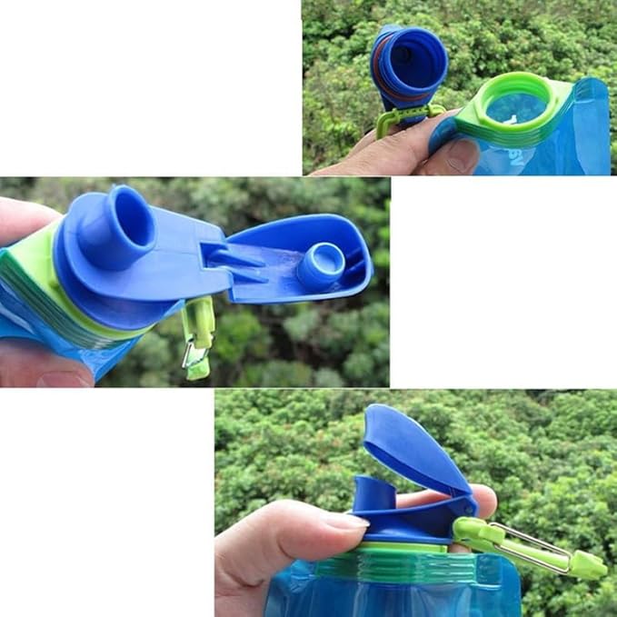 6 Pack Collapsible Water Bottles for Travel – 24oz Foldable Water Bottle with Leakproof Lid, Food-Grade Silicone Portable Reusable BPA-Free Water Bottle for Hiking,Sports,Camping,Biking (6)