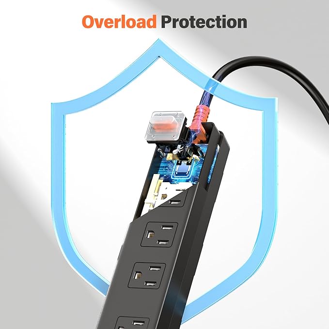 Outdoor Power Strip Weatherproof, IPX6 Waterproof Surge Protector with 4 Wide Outlets, 1625W/13A Overload Protection Switch, 10FT Extension Cord, Wall Mountable for Indoor Outdoor, UL FCC Listed